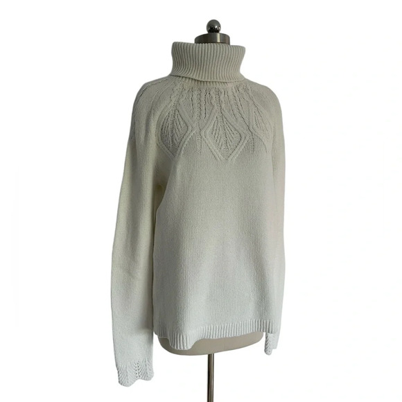 Sundance Mountainview Boho White Cable Knit Turtleneck Winter Sweater S - Picture 5 of 11